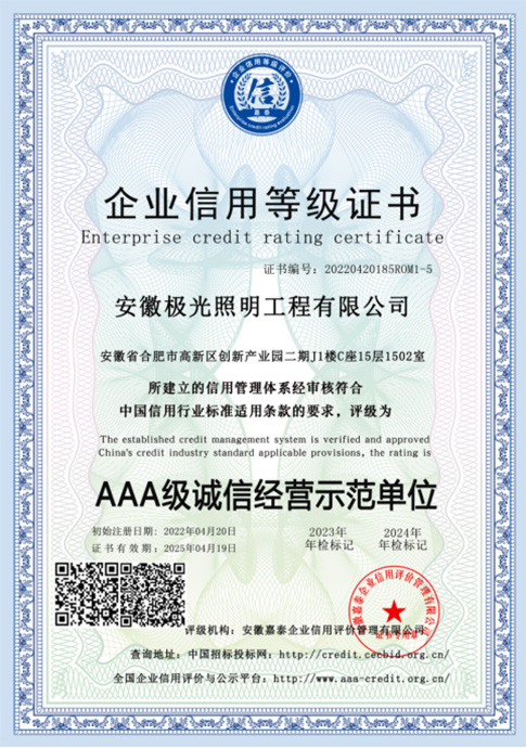 AAA級誠信經營示（shì）範單位